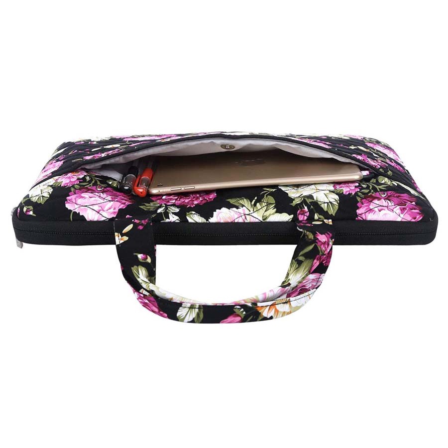 Tas Laptop Selempang Mosiso Peony Floral Shoulder Strap 13 14 inch