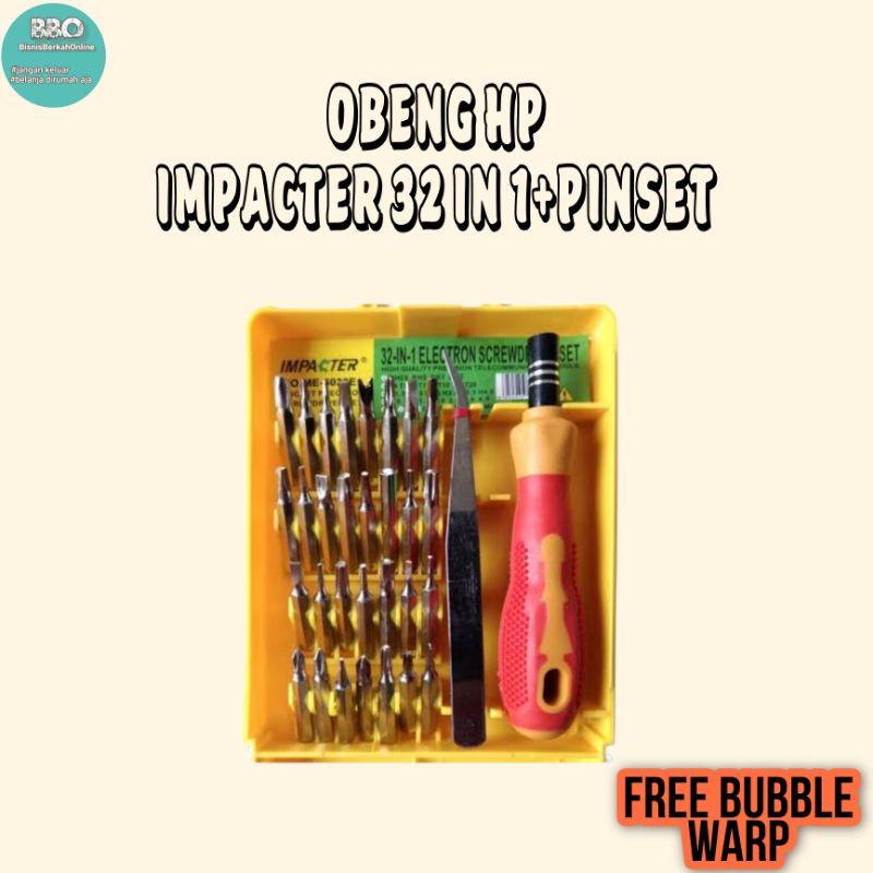 Obeng Hp Set 32 in 1 IMPACTER Plus Pinset Obeng Jam Obeng Laptop Serbaguna