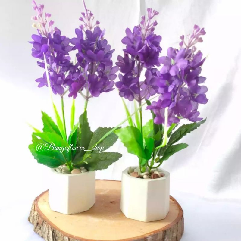 [ PROMO TERMURAH ] Bunga Artificial Lavender Termasuk Pot - Dekorasi Ruang Tamu - Bunga Plastik Import Grosir Murah