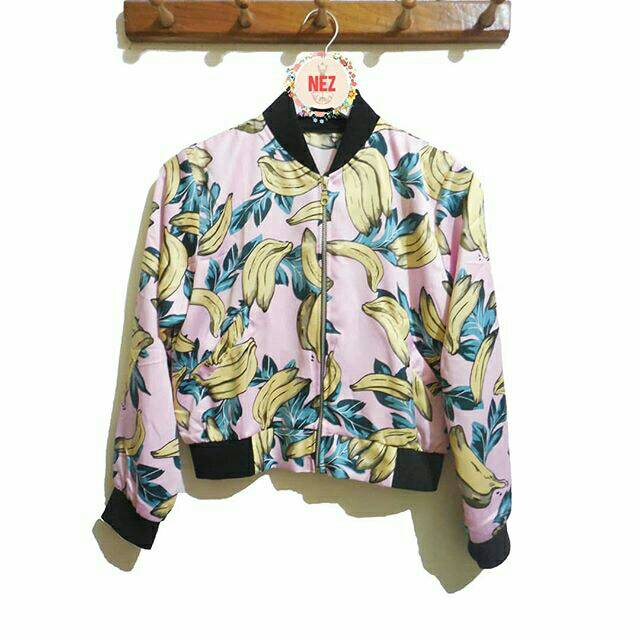 Banana crop bomber jacket