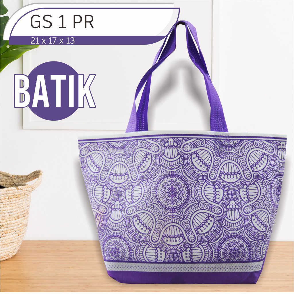 

[Cod] Tas Souvenir Goodie Bag Bahan Spunbond Sablon Batik Murah 21x17x13