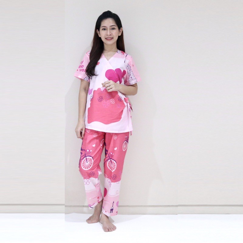 IZANY Piyama Kimono Katun Eropa Premium-PARIS IZANY PINK KP