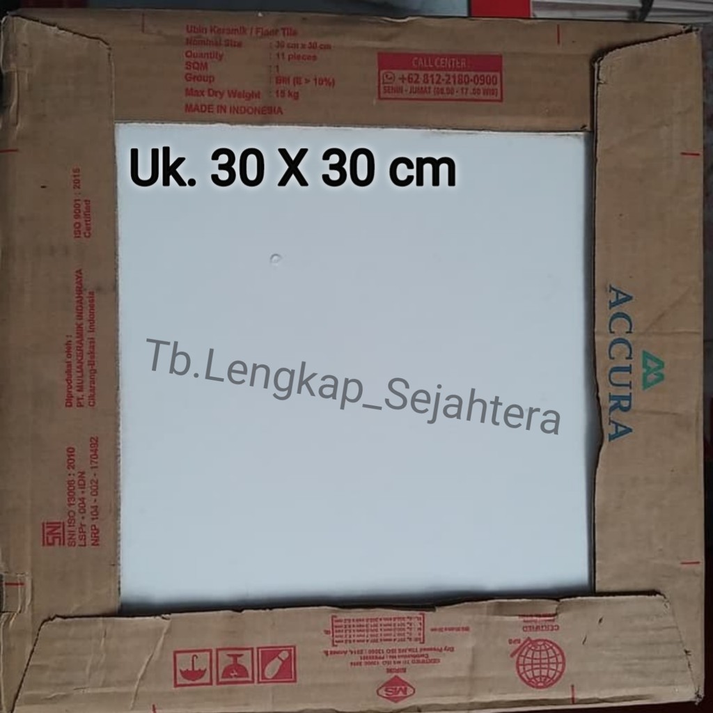 Keramik Mulia Accura Kw 1 30x30 Cm Putih Polos Per Dus Indonesia