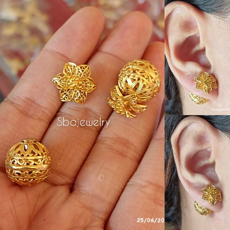 subeng bola kenari alpaka bali lapis emas | anting tusuk | subeng bola | alpaka bali | lapis emas