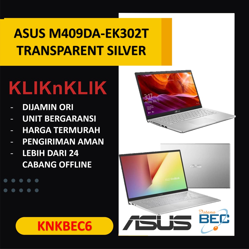 ASUS M409DA-EK302T TRANSPARENT SILVER-AMD RYZEN 3-3200U-RAM 4GB-1TB-FHDWIN10HOME
