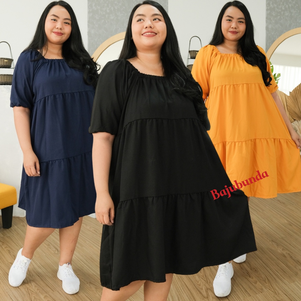 LD 120 DRESS JUMBO BIG SIZE POLOS LENGAN PENDEK ASTHA BAJUBUNDA