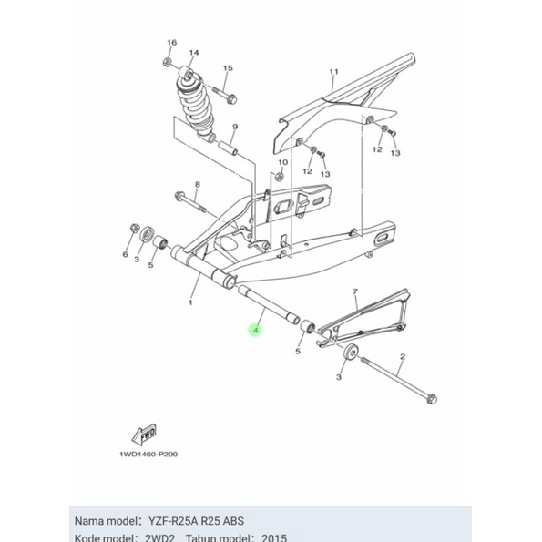 BOSH BOS SWING ARM R25 R 25 ASLI ORI YAMAHA 1WD F2184 00