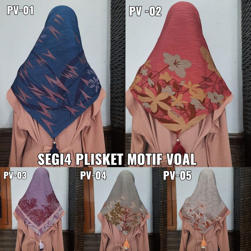 Segi Empat Plisket Voal Motif Azara