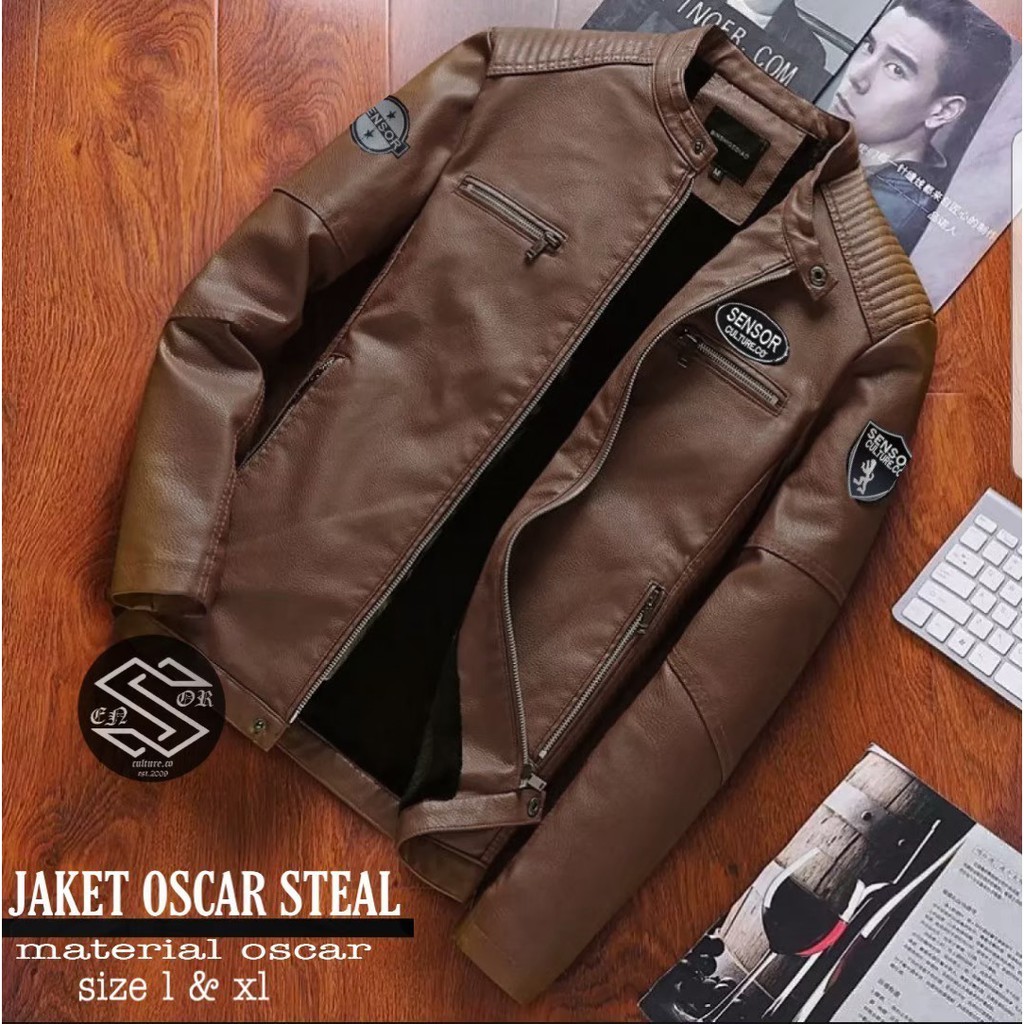 [BAYAR DI TEMPAT] Jaket semi kulit OSCAR STEAL / Jaket cowok Bikers