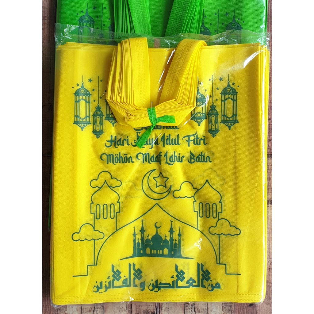 

12pcs / 1lusin Tas Souvenir Lebaran 38x45 cm - Tas Parcel Handle Jumbo - Tas Spun Bond - Goodie Bag