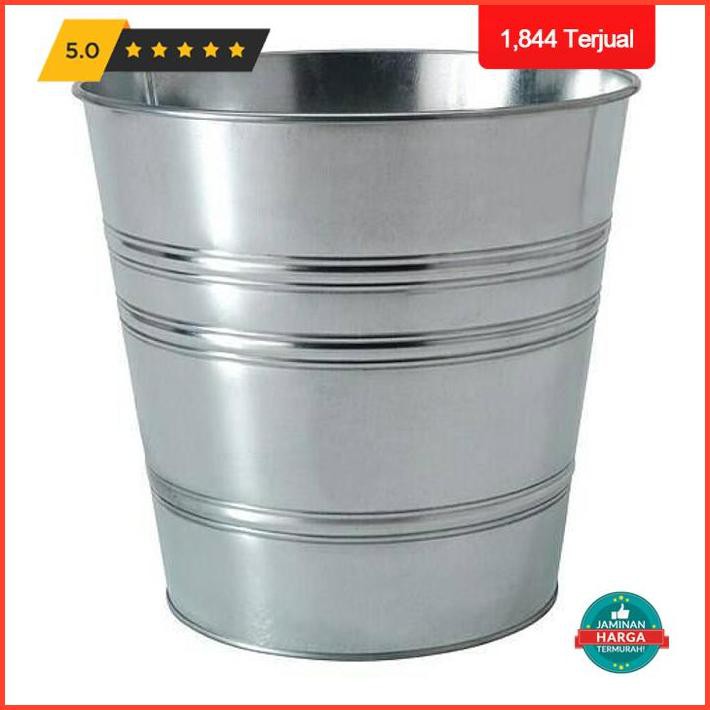 Dekorasi Rumah Pot Kaleng, Wadah Kaleng, Ember Baja Galvanis Dia 24Cm Exclusive