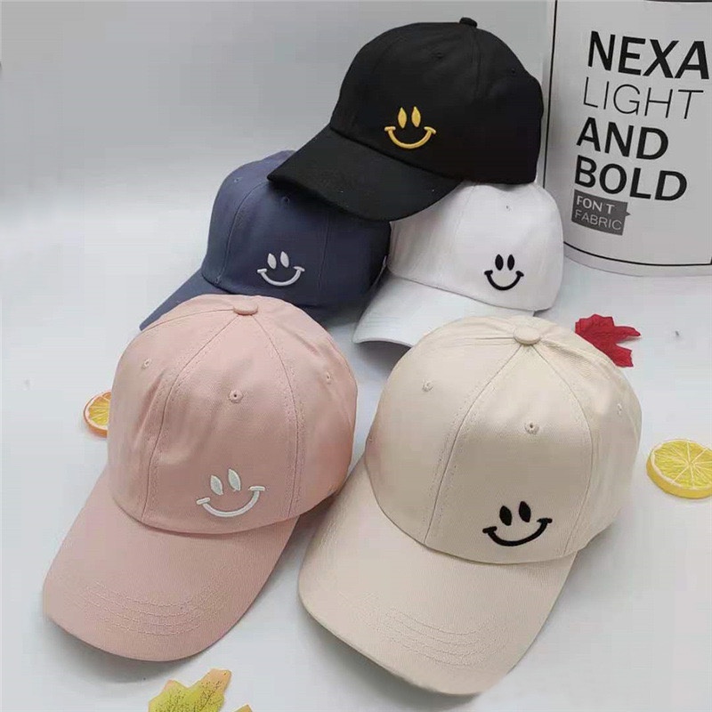 Topi Baseball Bordir Gaya Korea Pria Wanita Model Smile Senyum Distro