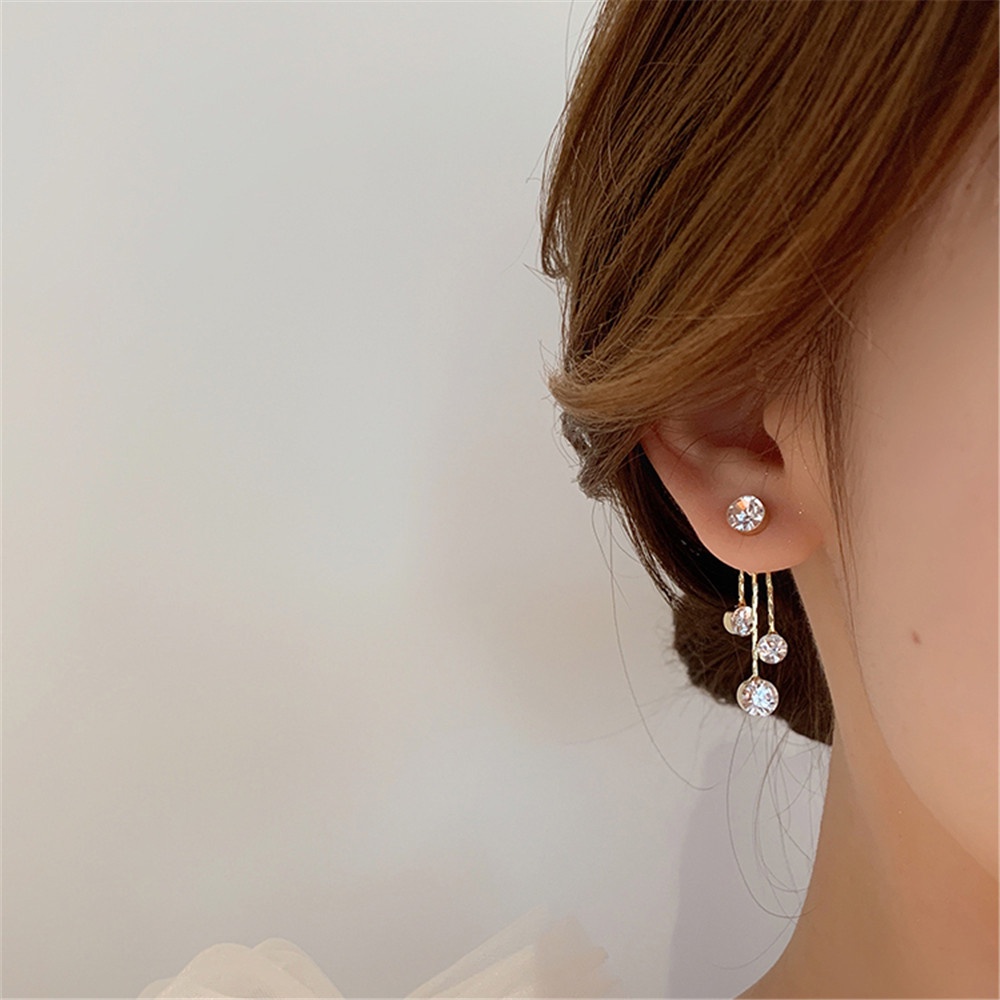 1 Pasang Emas Korea Berlubang Rumbai Panjang Anting-Anting Liontin Mutiara untuk Wanita