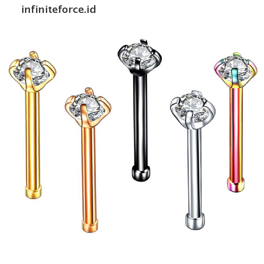 Infiniteforce.id 5pcs / Set Cincin Tindik Hidung / Tubuh 20g Hias Kristal