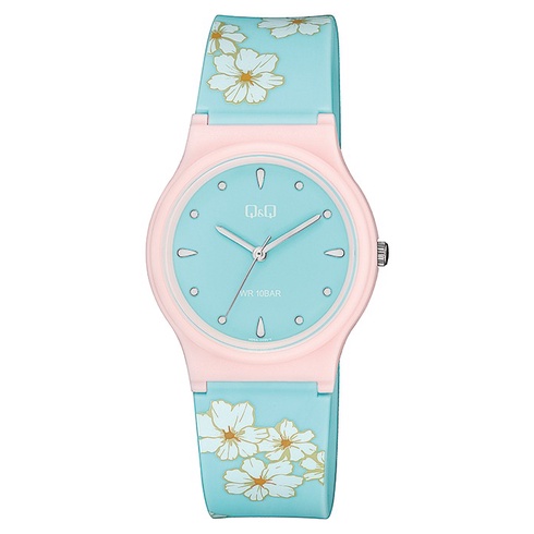 Q&amp;Q QnQ QQ Original Jam Tangan Wanita Motif Bunga Analog Rubber - V06 V06A Water Resist 10 BAR