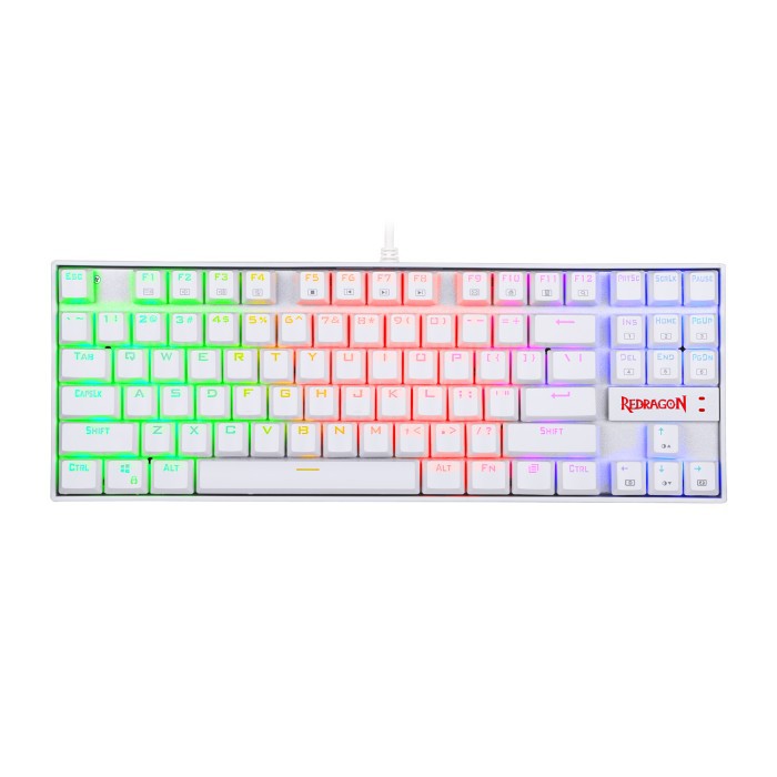 Keyboard Gaming Redragon mechanical Wired Usb 2.0 gold TKL 87 key RGB Kumara white k552w-rgb