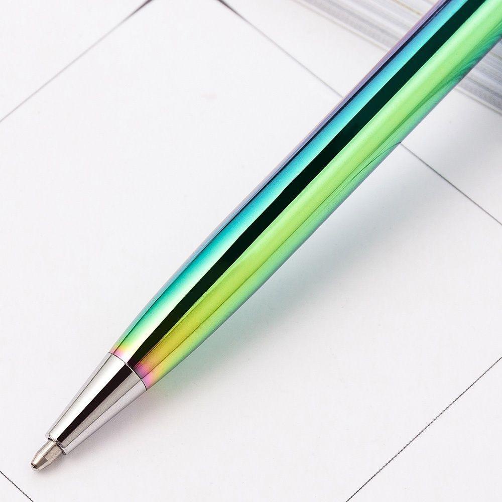 [Elegan] Bolpoin Rainbow Warna Warni Batang Berputar Stainless Steel Perlengkapan Kantor Pulpen Iklan