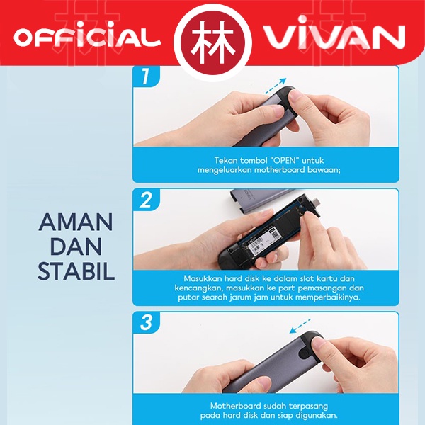 VIVAN VSHD2 M2 Enclosure USB Type C Dual Output 10 Gbps High Speed