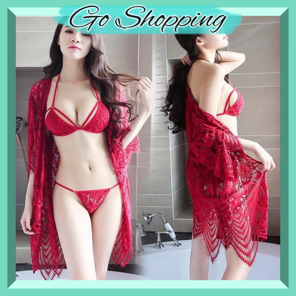 GO! BT431 baju tidur sexy kimono lingerie seksi Set Bra lingeri cod