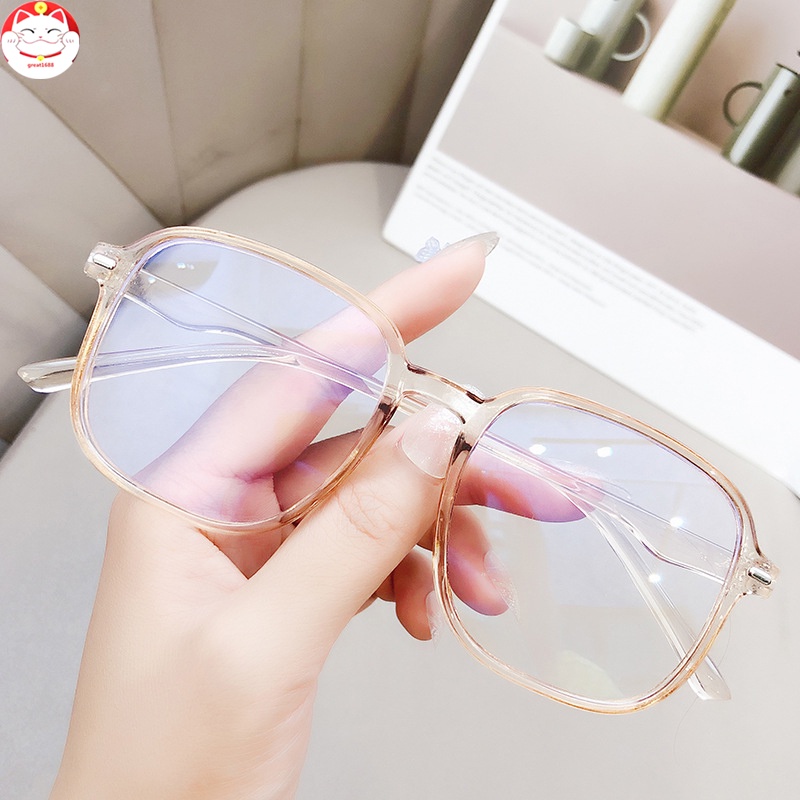 Blue Light Blocking Glasses Big Frame Computer Use Lightweight Anti Eyestrain Retro Flat Mirror Glasses for Women Men