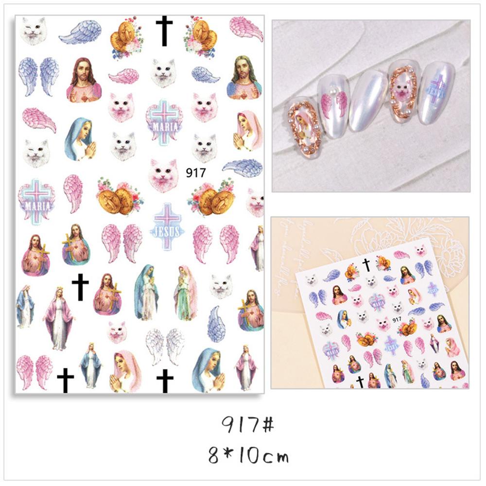 Mxbeauty Angel Stiker Kuku 3D DIY Heaven Back Lem Cupid Mary Nail Art Dekorasi