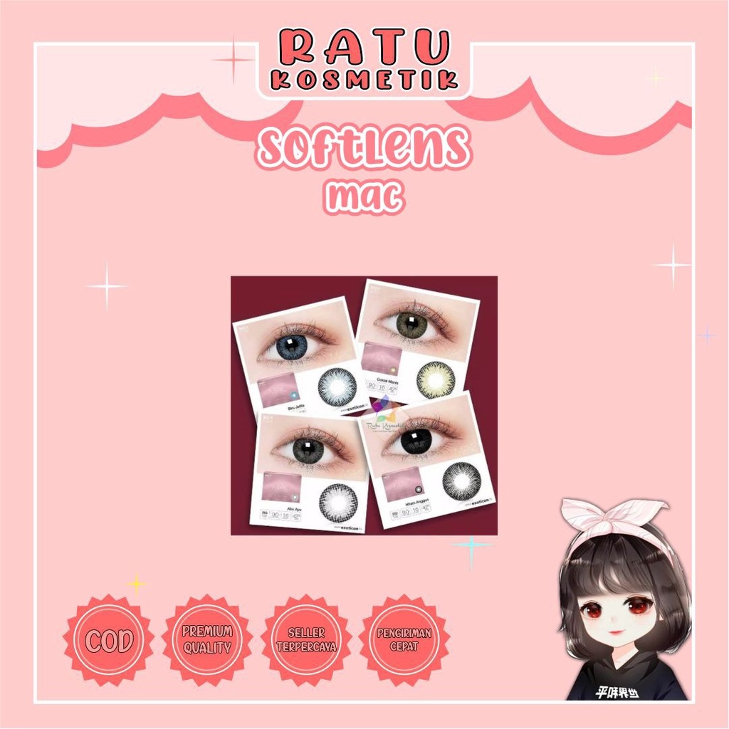 ❤ RATU ❤ Softlens X2 Mac Normal | Soflens Mata Aku Cantik Exoticon Big Eyes Dia 16mm