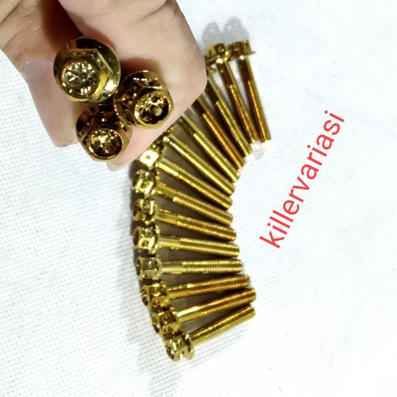 Baut blok CVT probolt beat dan scoopy flower gold 1 set