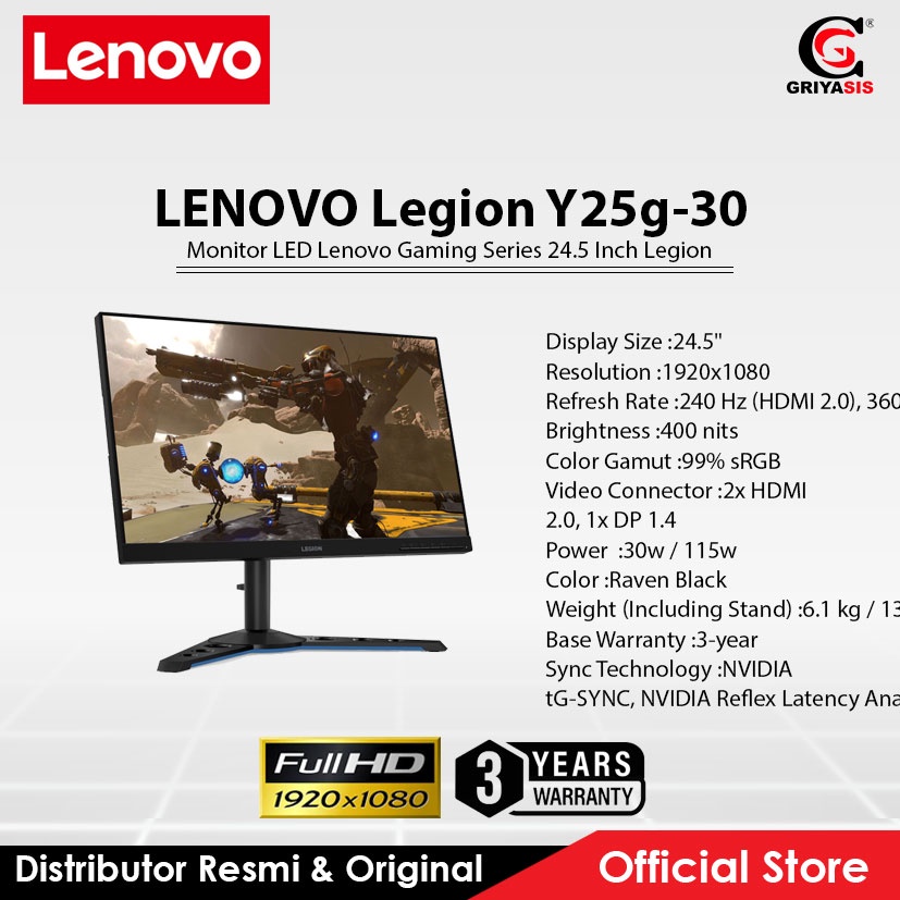 Monitor LED Lenovo Gaming Series 24.5 Inch Legion Y25g-30