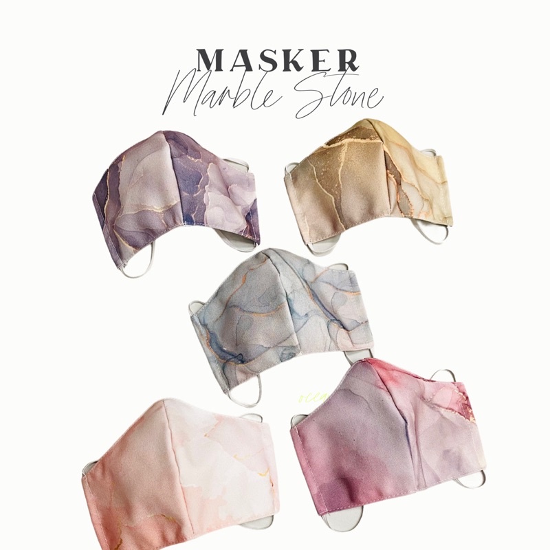 MASKER KAIN LUCU MARBLE STONE / MASKER PRINT EARLOP / MASKER KAIN DEWASA / MASKER PRINT