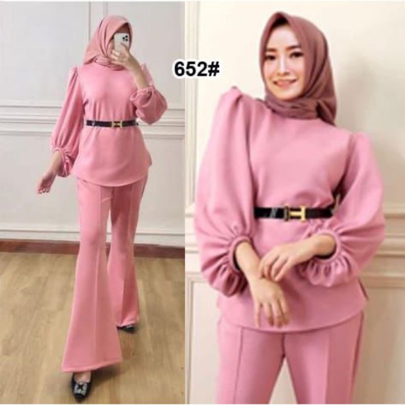 Setelan 652 Scuba Celana Cutbray Import Free Belt H