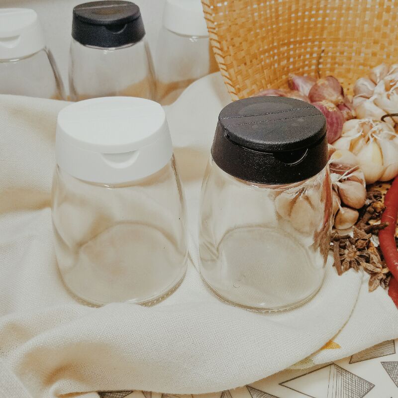 Botol Kaca Bumbu Dapur Tabur Serbaguna Estetik Aesthetic Dua Sisi Tutup Spices Jar