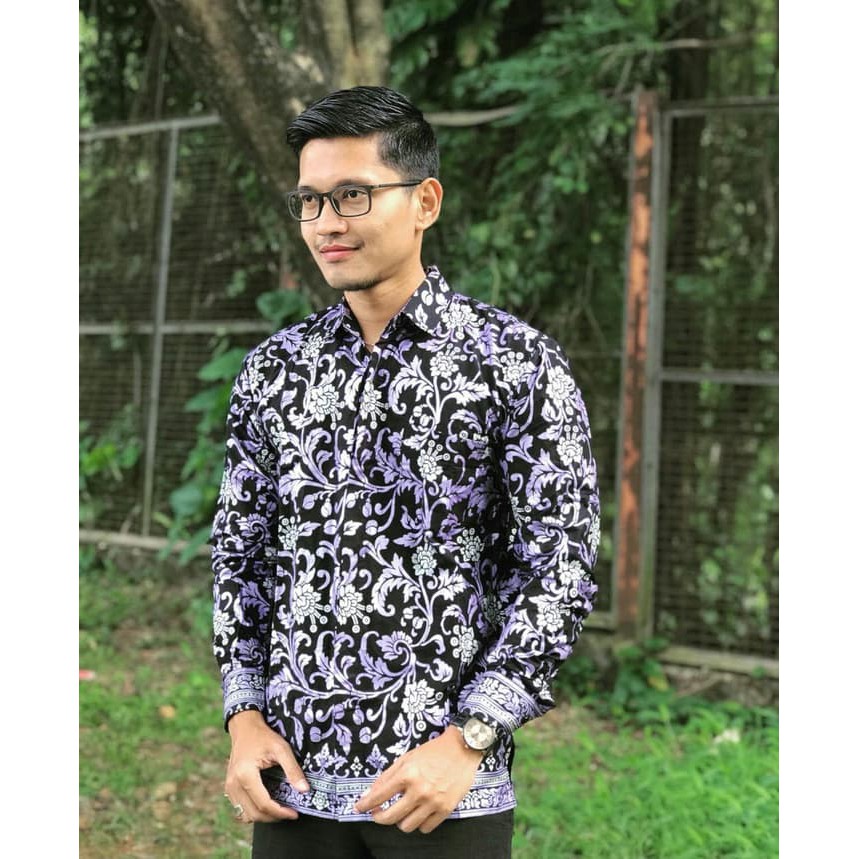 Kemeja Batik Prada Pria Panjang Slimfit Katun Baju Batik Prada Warna