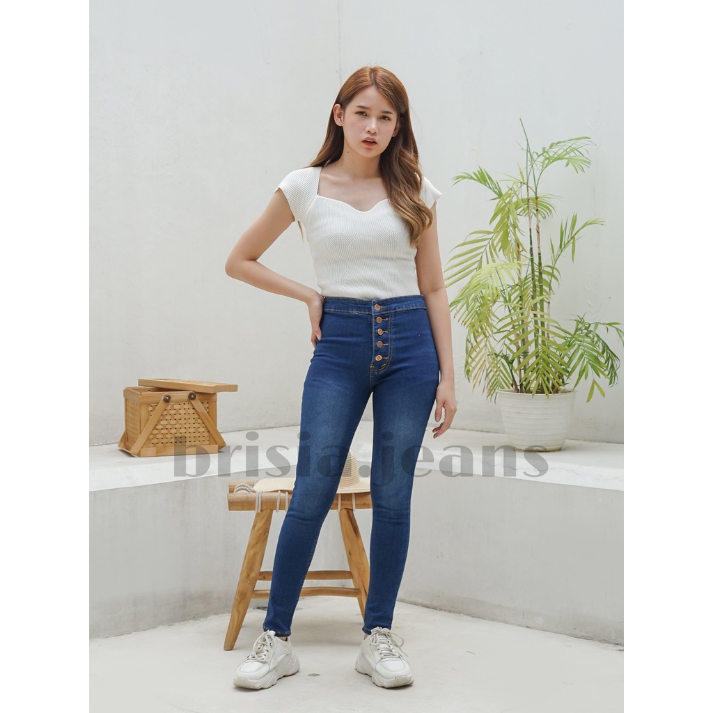 [SIZE 27-34] CAROL Highwaist 5 Button Skinny Jeans / Bigsize Jeans