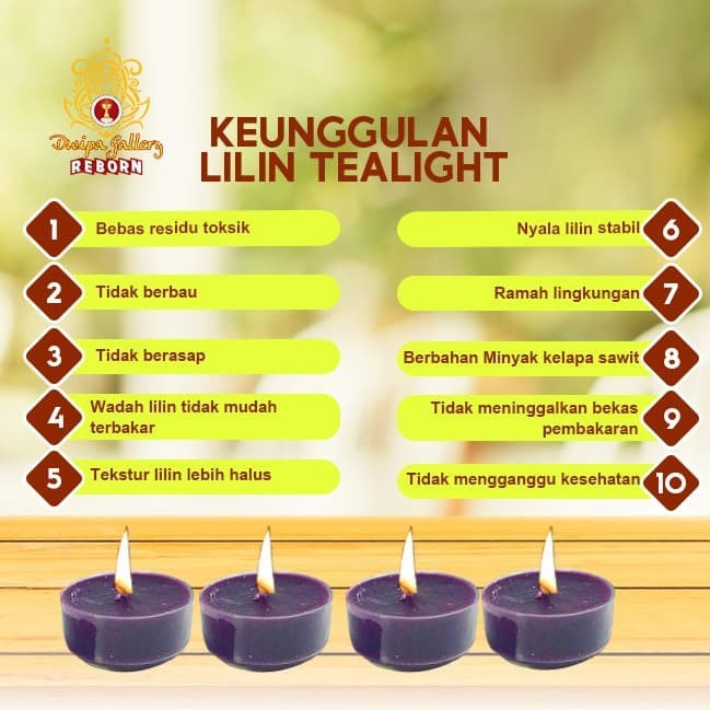 Lilin Tea Light (Tealight) Stearin 4 Jam @28 pcs/set Ungu