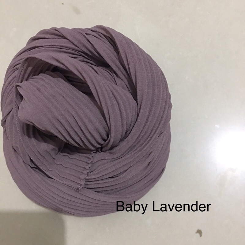 [TANPA GARIS TENGAH] FULL PLISKET PASHMINA pashmina plisket ceruty babydoll pasmina plisket-Baby Lavender