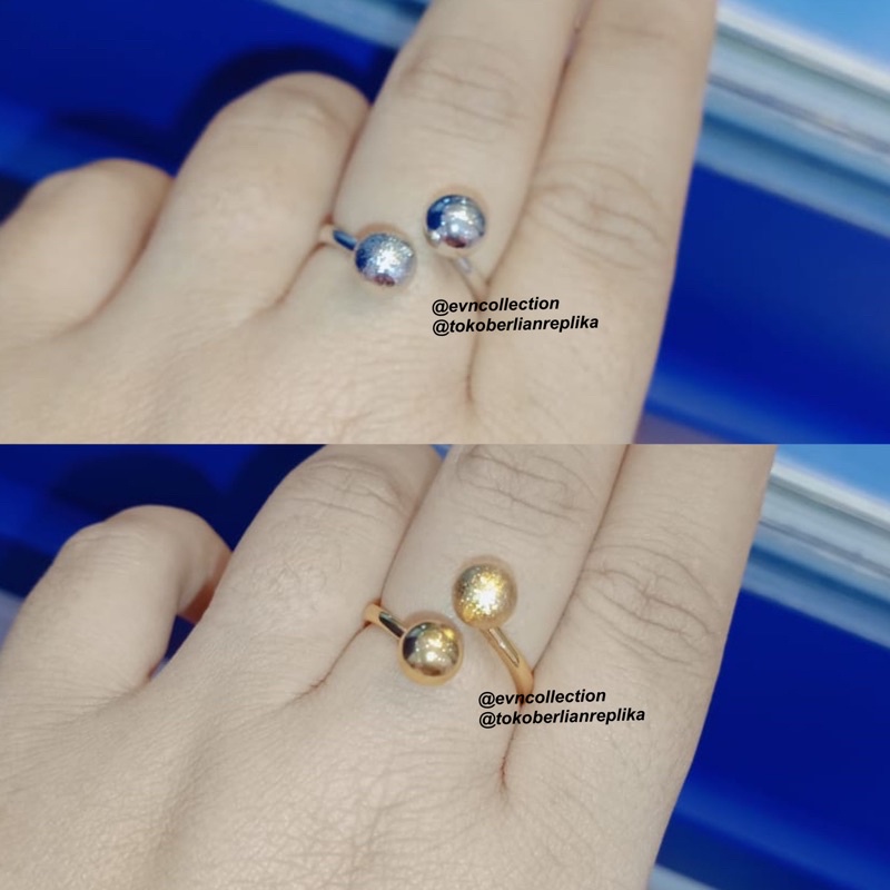 Cincin Bola Emas Silver Kualitas Premium / Ring Persis emas asli