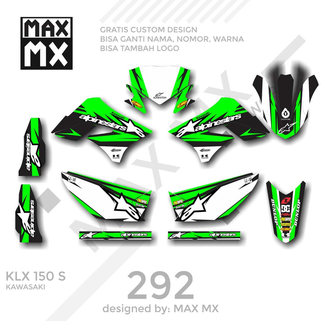 MX-01292 decal klx 150 hijau putih simpel