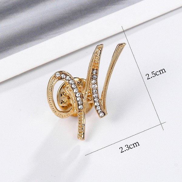 KM - (N - Z) Bros Bentuk Alphabet Aksen Berlian Imitasi Warna emas untuk Wanita-7