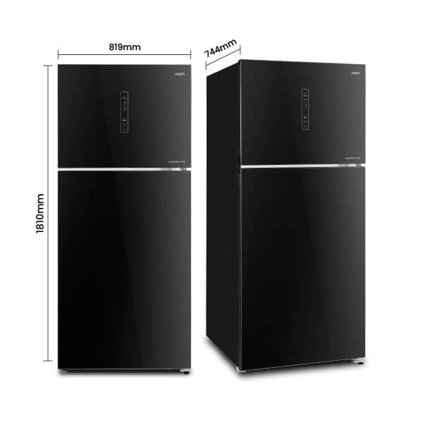 KULKAS 2 PINTU FREEZER ATAS AQR 555 IG (BK) kapasitas besar 498 liter AQUA BIG JUMBO