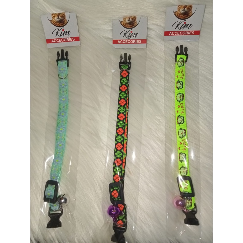 Kalung Kucing Tali Motif  + Lonceng Bulat untuk Kitten