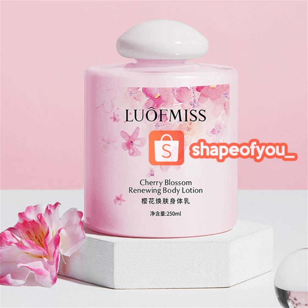 Body Lotion Luofmiss Cherry Blossom Renewing pelembab, antibeku, anti retak, susu pelembab tubuh, musim gugur