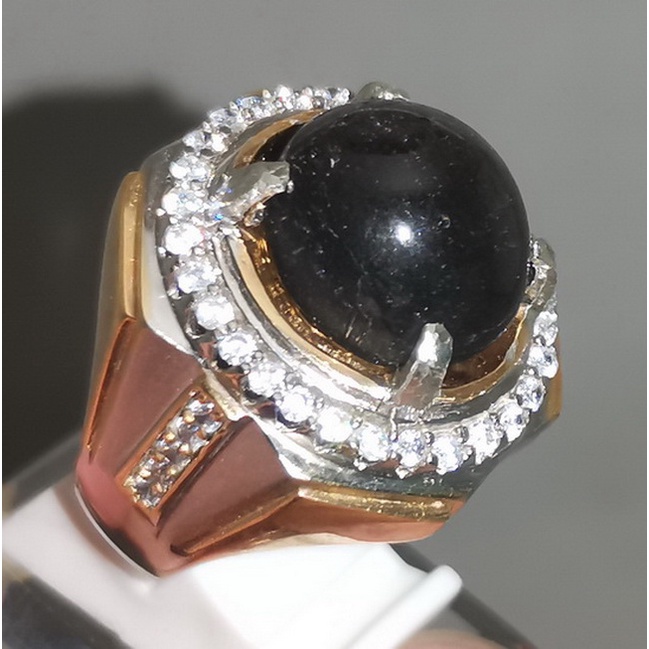 Cincin Batu Permata Mata Kucing Hitam Silimanite cat eye