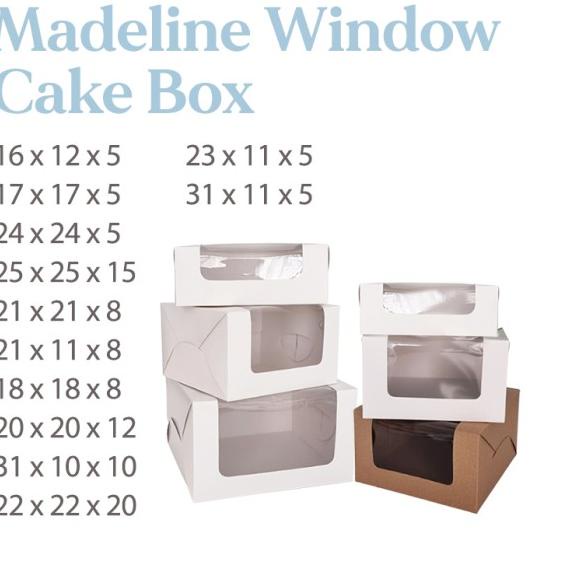 ✺ [Digipack] Madeline Brown Window Cake Box 20 x 20 x 12 ➢