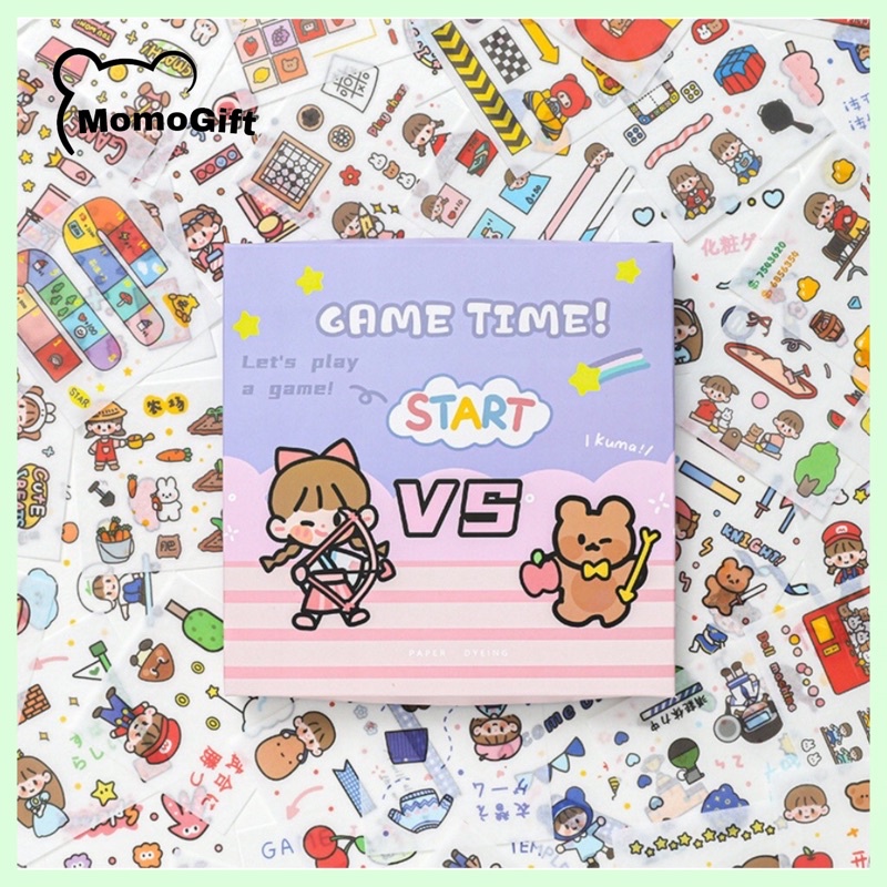 

Sticker Aesthetic Untuk Design DIY Buku Anti Air PVC GAME TIME/1 Pcs