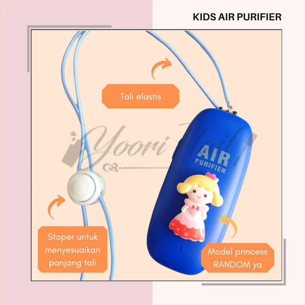 Kids Air Purifier Necklace Kalung Antivirus Anak Lucu M6 Dual Brush