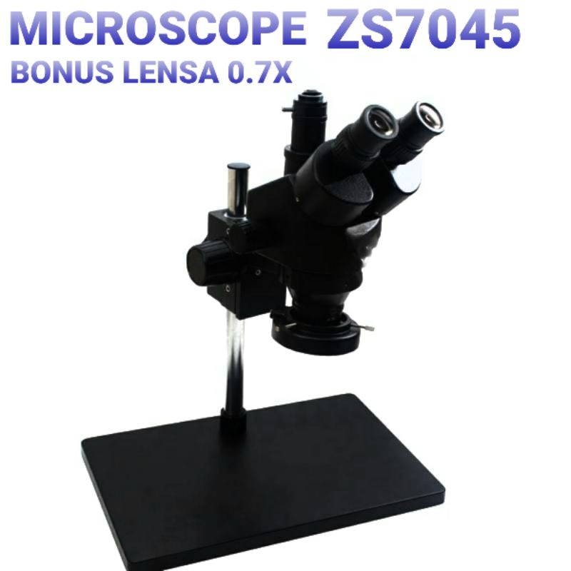 Mikroskop Microacope Trinocular Trinokuler ZS7045 Free Lensa 0.7x  Lampu 56 led Original