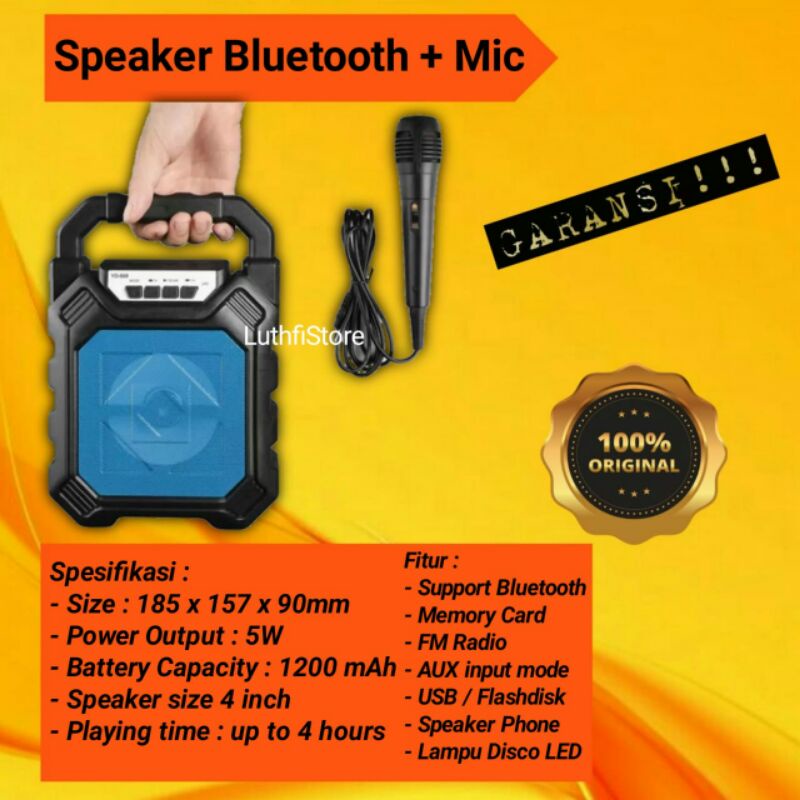 SPEAKER BLUETOOTH KARAOKE + MIC 668 SPEAKER KARAOKE PORTABLE BLUETOOTH SUPER extra BASS ORIGINAL