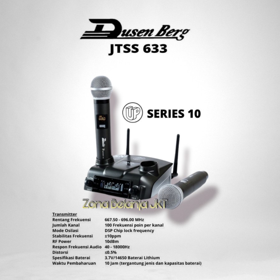 Mic Wireless Dusenberg JTSS 633 UP 10 Series UHF 2 Mic Handle Pegang Original