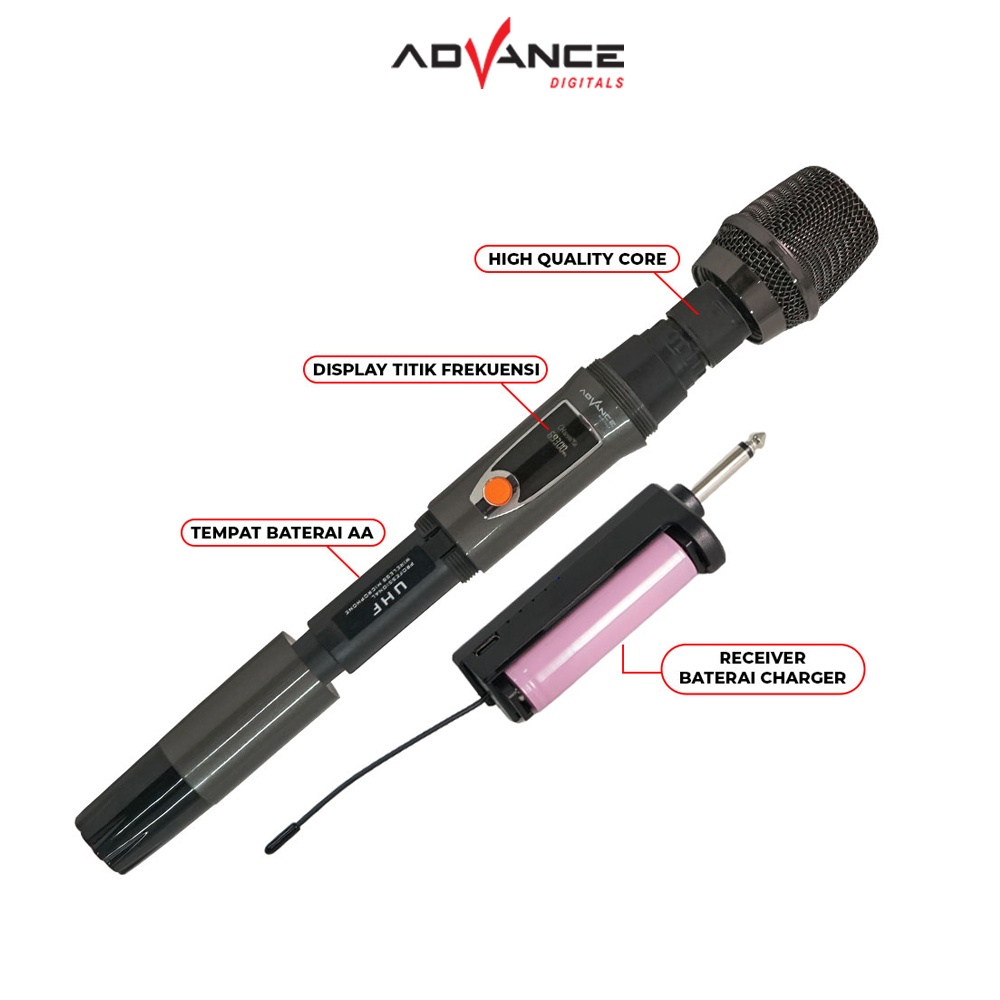 Advance Digitals MIC-104 Mic Profesional UHF Wireless Microphone Garansi Resmi Advance Digitals Karoke