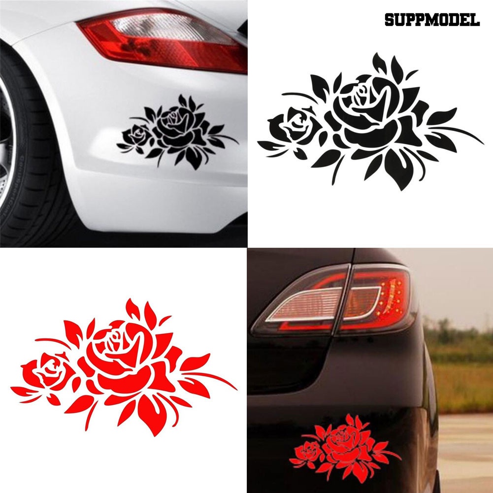 Stiker Decal Reflektif Motif Bunga Mawar Untuk Dekorasi Body / Jendela Mobil